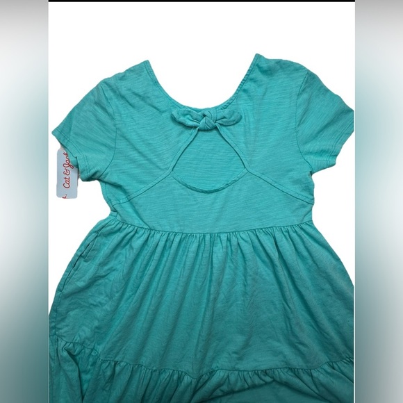 Cat & Jack Girls Dress Sundress With Bow Size L (10/12) Turquoise - Picture 3 of 8
